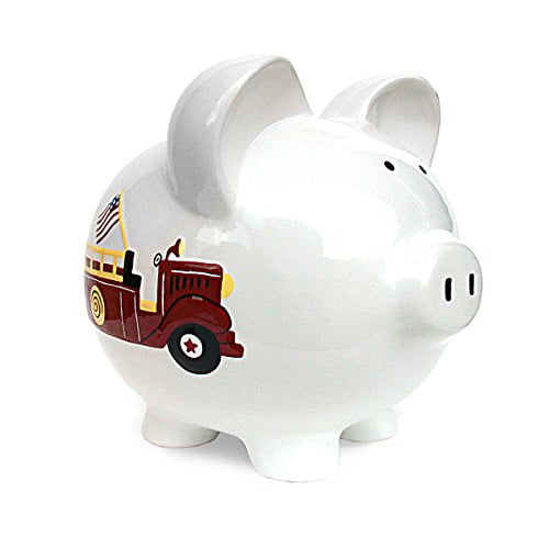 Fire Truck Ceramic Piggy Saving Bank with Music 